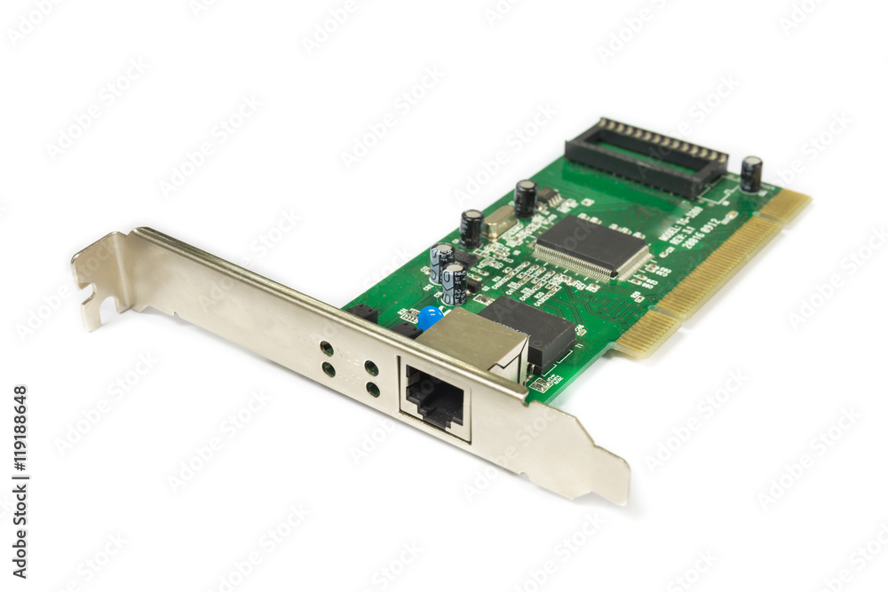 Network LAN card for computer isolated on white background. clipping path for use Network LAN card for computer isolated on white background. clipping path for use