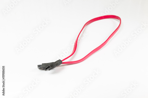 SATA Data Cable on a White Background. Select focus