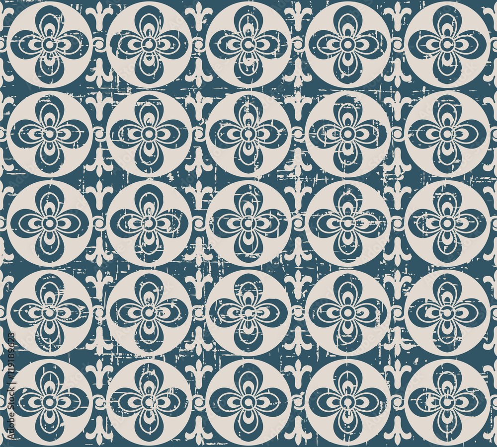 Worn out seamless background 541 vintage round cross curve flower
