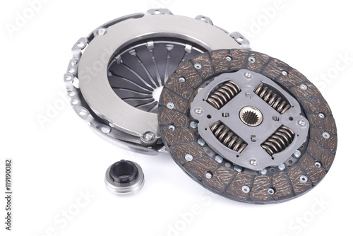 Car engine clutch. Isolated on white with clipping path photo