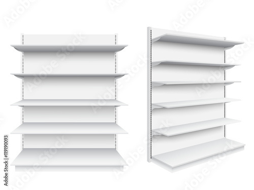 Empty supermarket shelf on white background.Vector illustration.