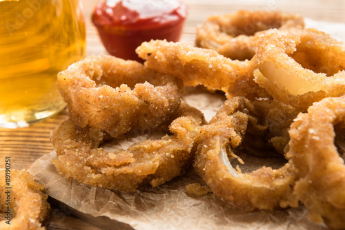 Snack for beer - fried onion rings