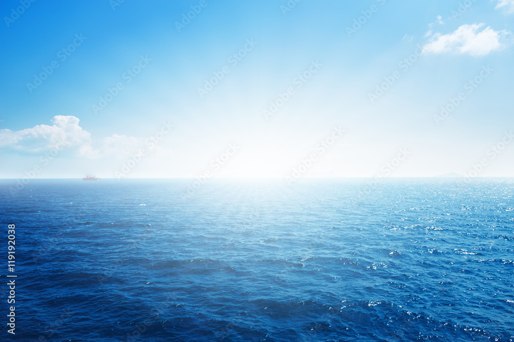 Obraz premium Background of blue sky and blue sea.