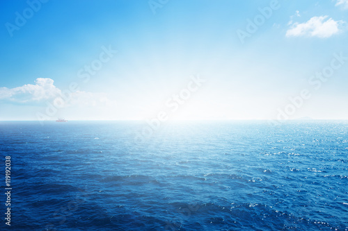 Background of blue sky and blue sea.