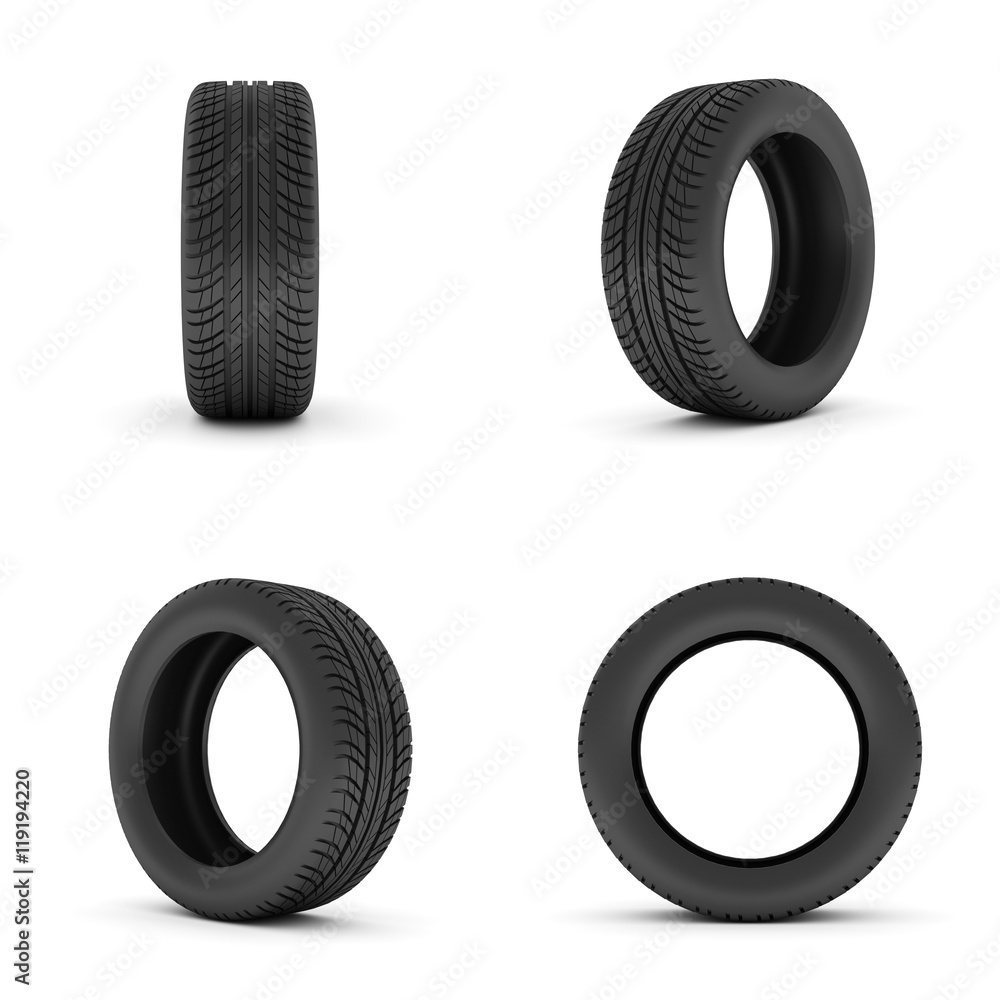Fotografie Car tire isolated on white background.