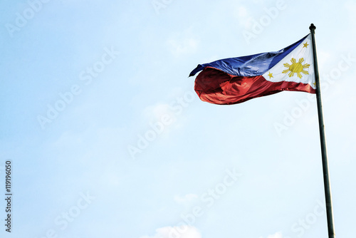 philippines filipino flag on flagpole in manila