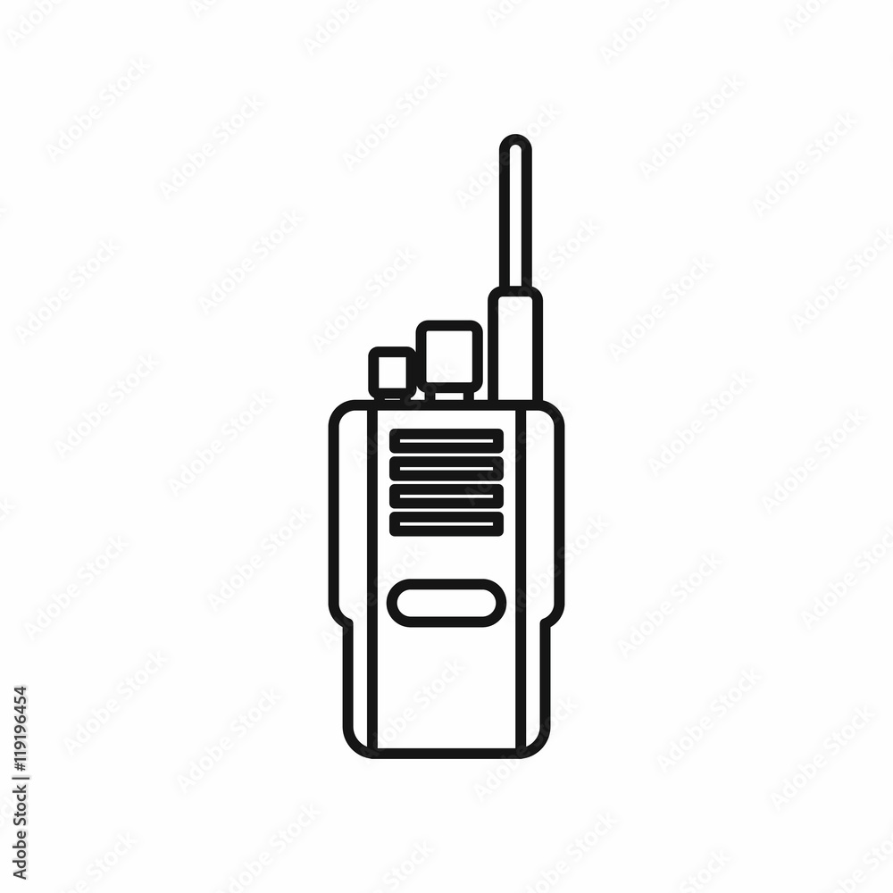 Portable radio transceiver icon in outline style on a white background Portable radio transceiver icon in outline style on a white background