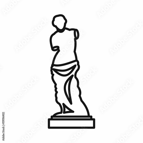 Statue of Venus de Milo icon in outline style on a white background