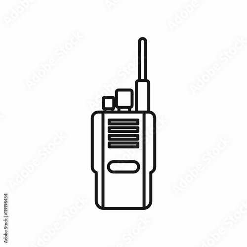 Portable radio transceiver icon in outline style on a white background