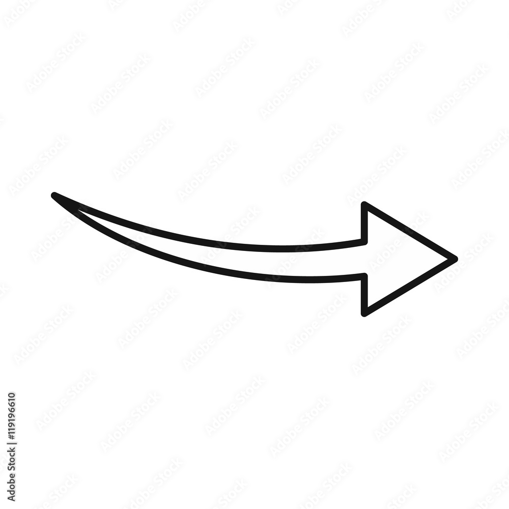 Arrow turning right icon in outline style on a white background Arrow turning right icon in outline style on a white background