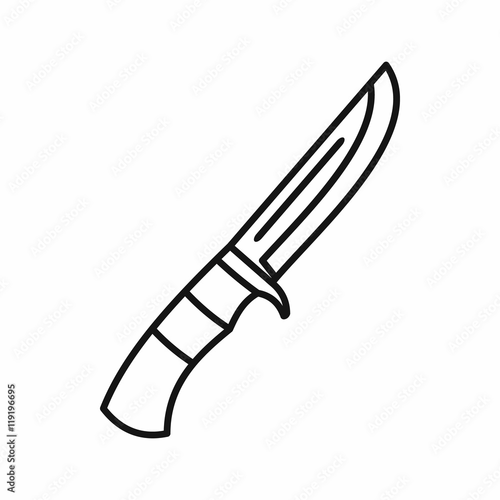 Obraz premium Hunting knife icon in outline style on a white background