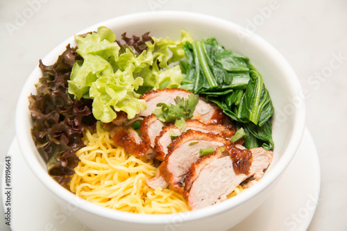  Peking Duck noodle soup in a white bowl