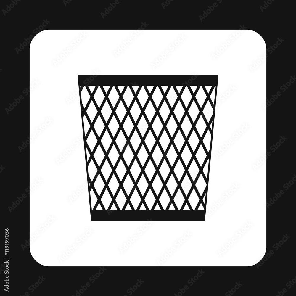 Bin icon in simple style isolated on white background. Sanitation symbol Bin icon in simple style isolated on white background. Sanitation symbol