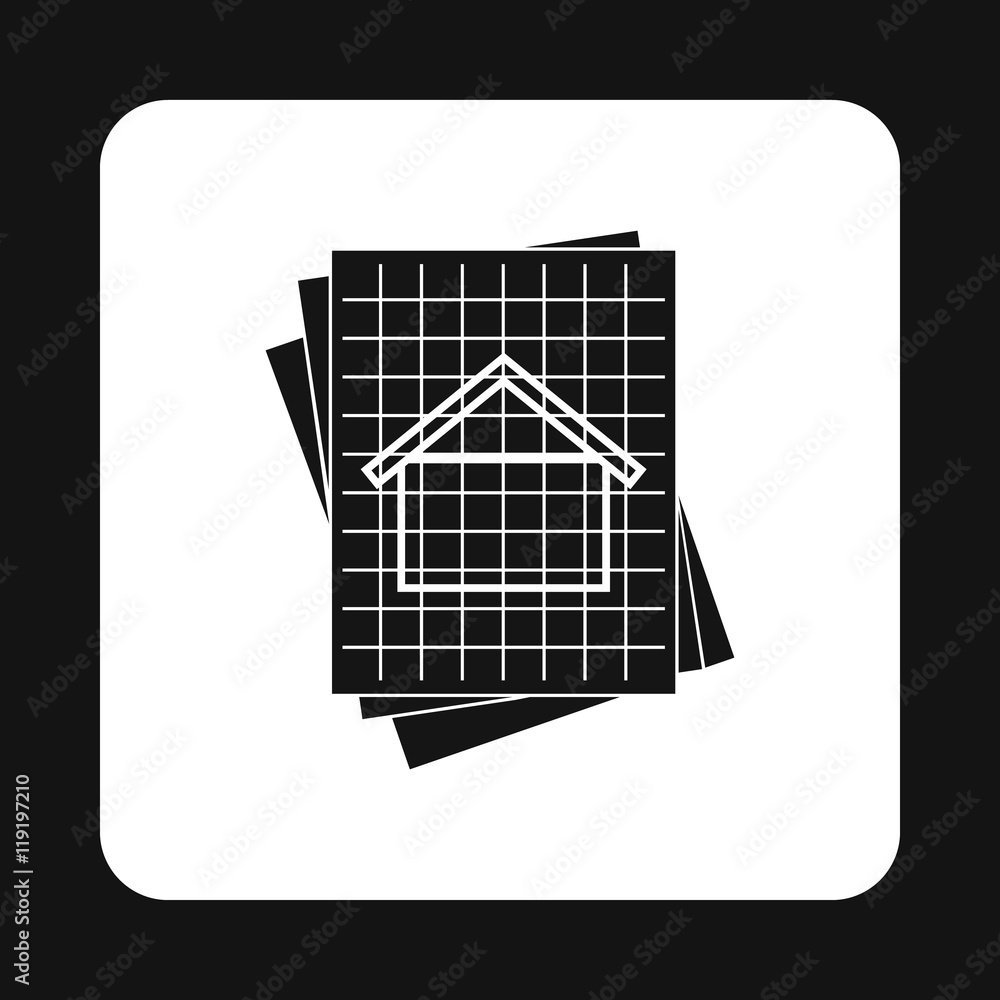 Wall Mural House project icon in simple style isolated on white background