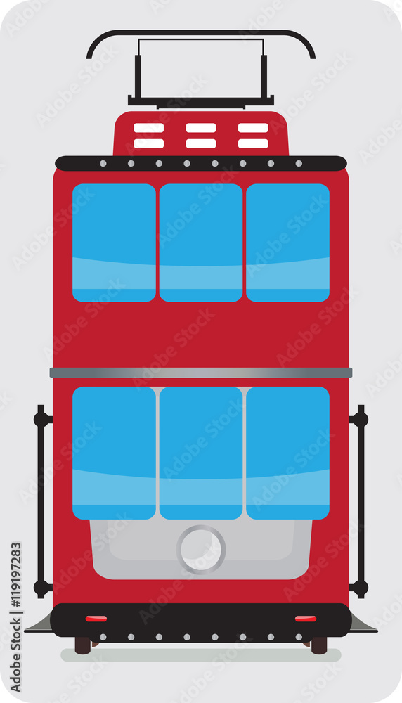 Front view of Double Deck Retro Tram car
