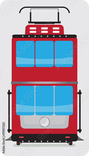Front view of Double Deck Retro Tram car