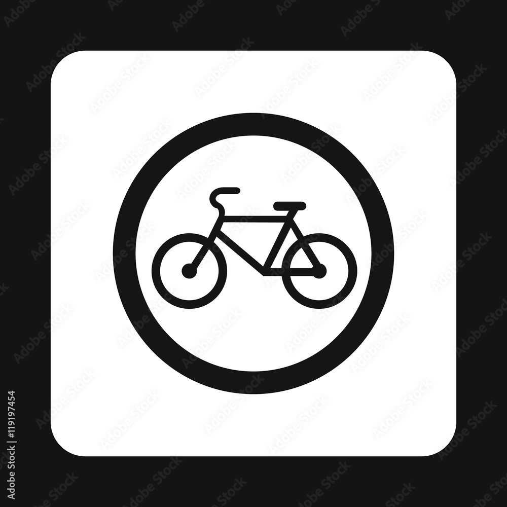 Sign bicycle path icon in simple style isolated on white background. Rules of the road symbol Sign bicycle path icon in simple style isolated on white background. Rules of the road symbol