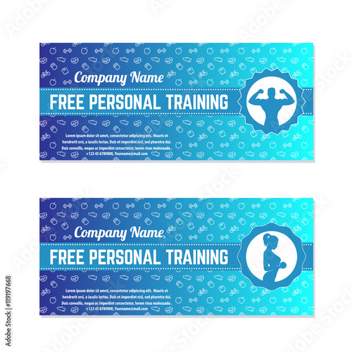 Free personal training, gift voucher for gym, fitness center, modern template