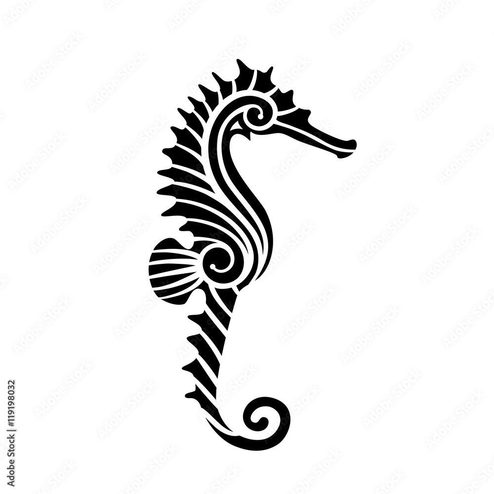 stylized silhouette of seahorse stylized silhouette of seahorse