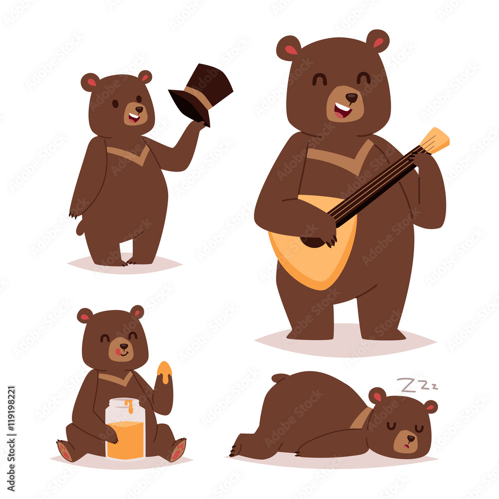 Obraz premium Cartoon bear vector set.