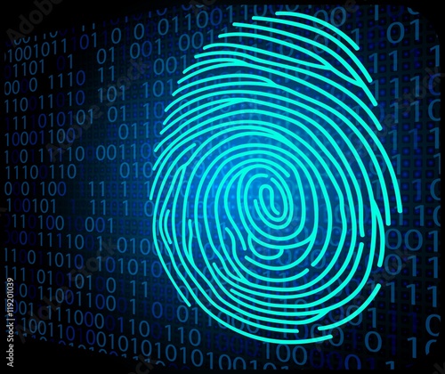 Fingerprint  scanning  technology background binary code