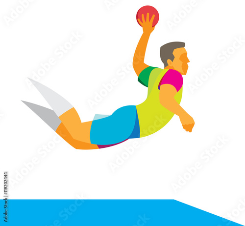 handball player successfully to attack