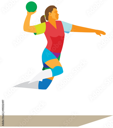Woman is handball player in attack