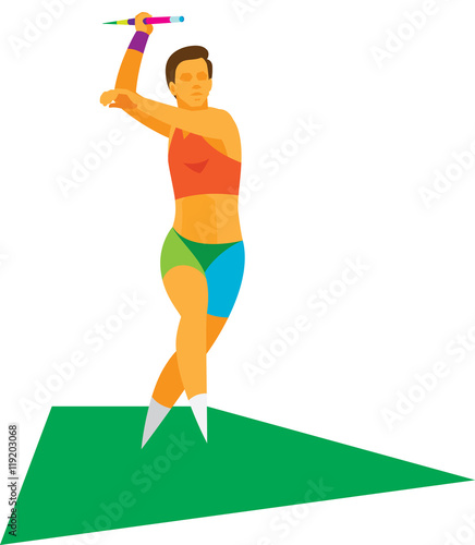 young woman is javelin thrower to throw spears