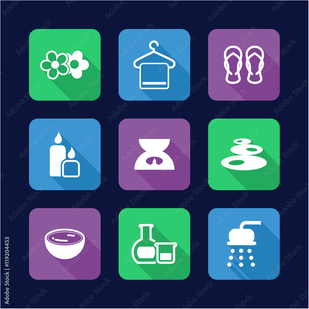 Spa Icons Flat Design Spa Icons Flat Design