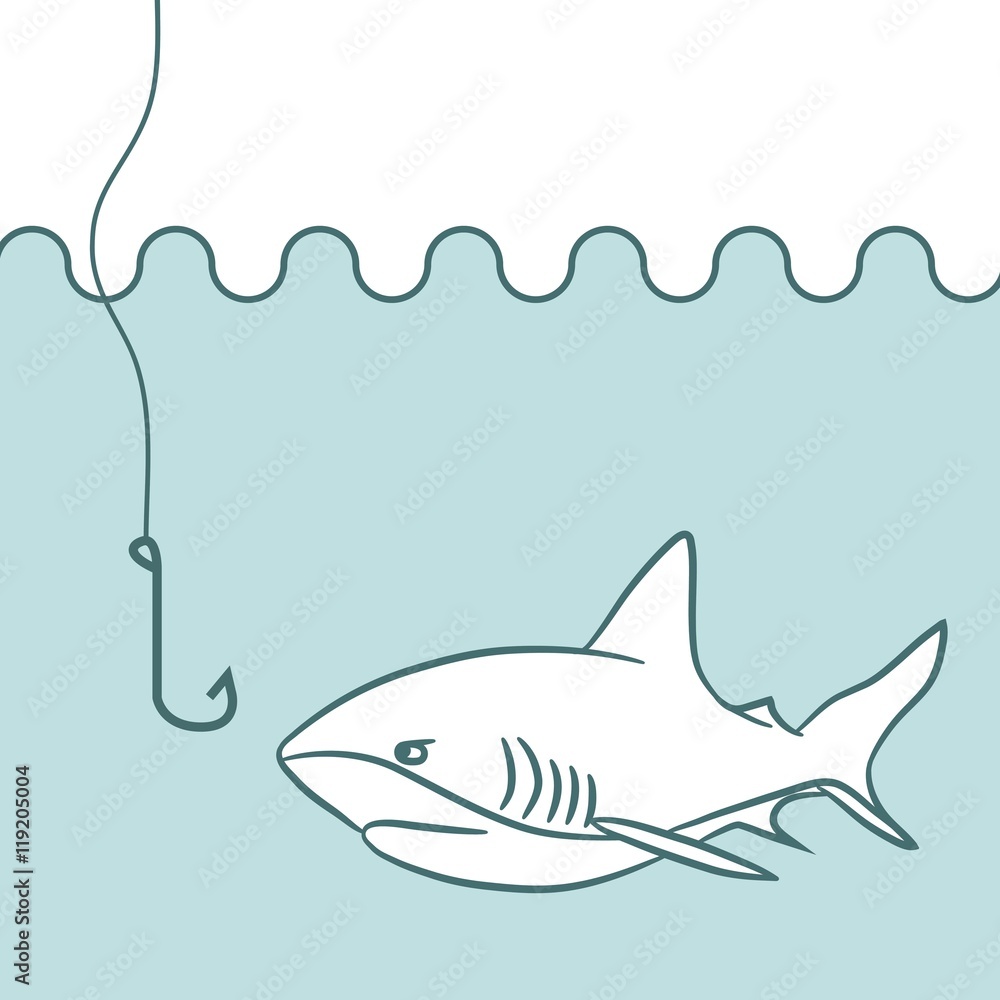 shark looks at a hook