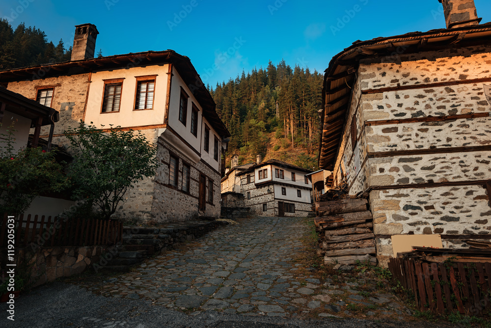 Along the narrow streets of Shiroka laka village, Bulgaria