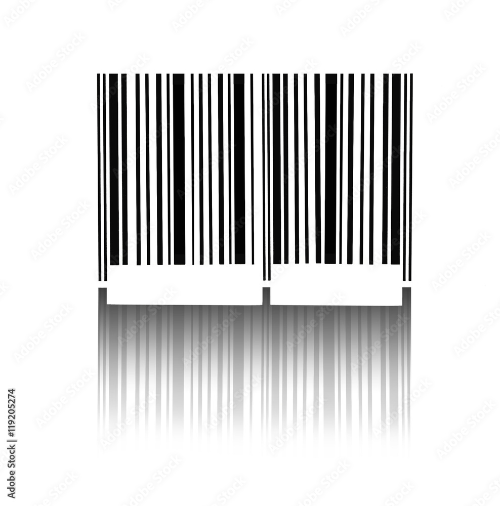 Barcode with the reflected shade isolated on white Barcode with the reflected shade isolated on white