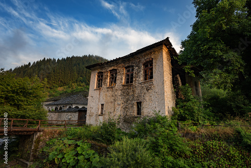 Old house along the narrow streets of Shiroka laka village, Bulgaria