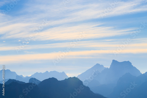 Italian mountain panorama at dawn
