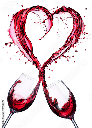 Romantic Toast Of Wine Red In Splashing In A Heart Shape 