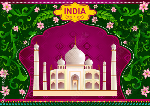 Floral background with Taj Mahal showing Incredible India