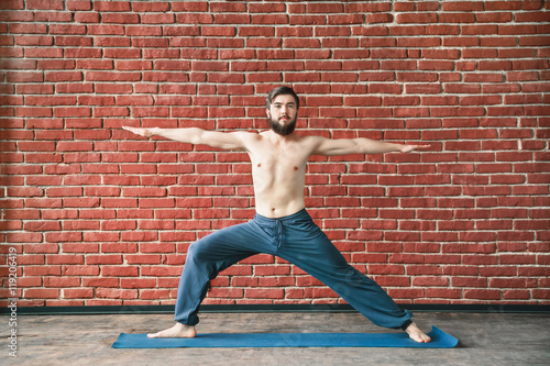 Young man practice yoga