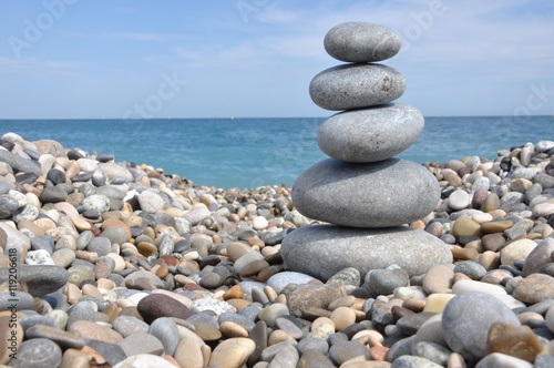 Stack of pebbles on the beach