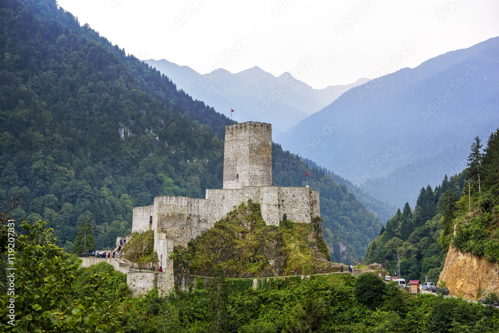 Zilkale castle on mountain in Rize province at Turkey Zilkale castle on mountain in Rize province at Turkey