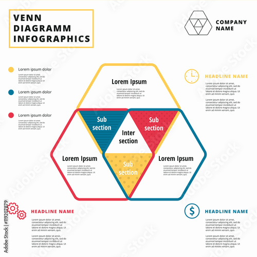 Venn diagram vector circles. Infographics template design.