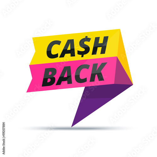 Trendy colorful cash back advertisement banner. Modern vector ma
