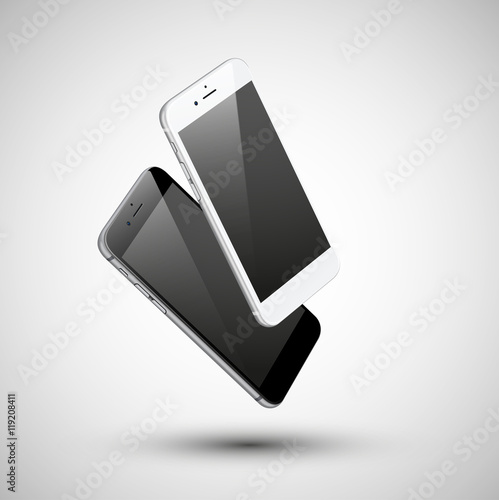 black and white smartphone in flight