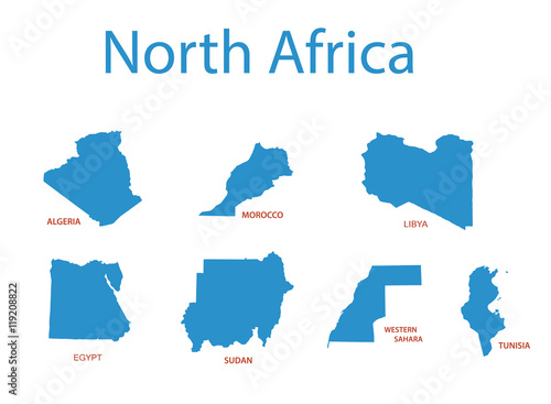 north africa - vector maps of territories