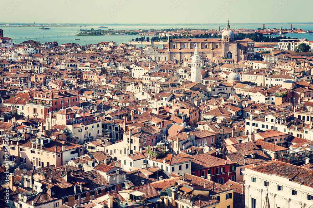 Aerial view of old city of Venice, Italy. European travel destination, summer vacation and architecture concept Aerial view of old city of Venice, Italy. European travel destination, summer vacation and architecture concept