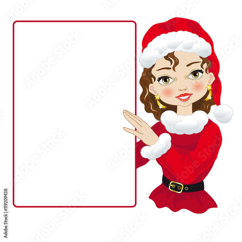 Ragazza in Abito Natalizio con Cartello per Testo