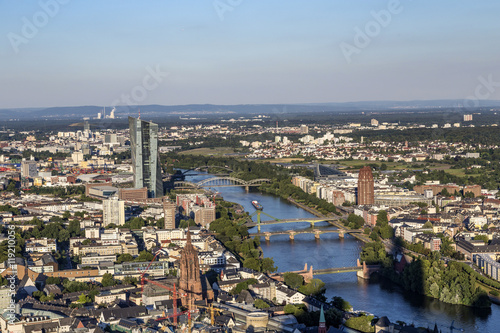 panorama of Frankfurt am Main with skyscrapers