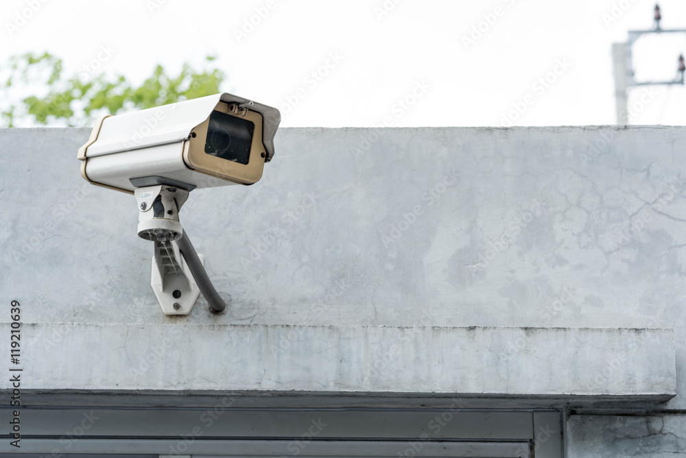 CCTV camera or surveillance installed on wall CCTV camera or surveillance installed on wall