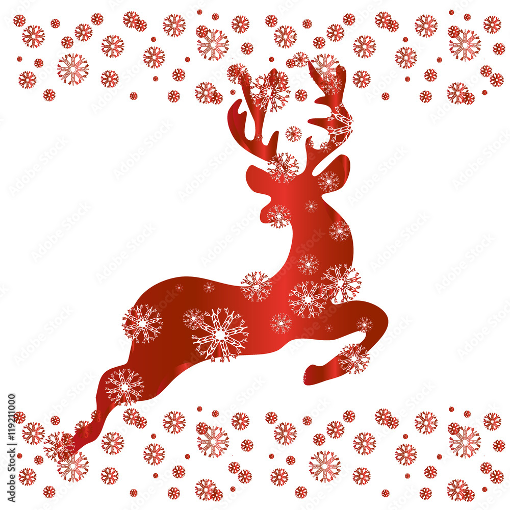 Christmas Greeting Card with Reindeer in red , vector Christmas Greeting Card with Reindeer in red , vector