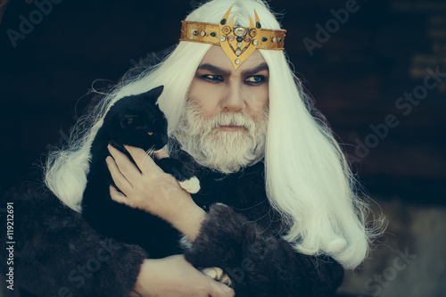 Old druid with cat