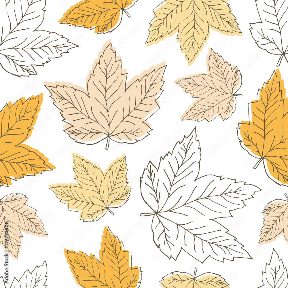 Fototapeta premium Seamless pattern with orange leaves